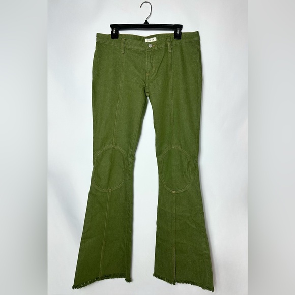 NWT MIISTA Green Flared Women's Pants Jeans - Picture 1 of 3